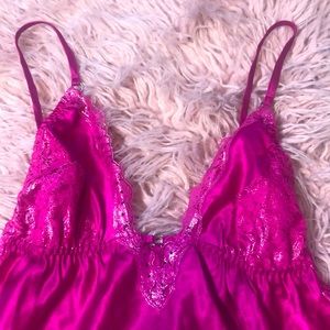 Victoria’s Secret Hot pink lace satin slip